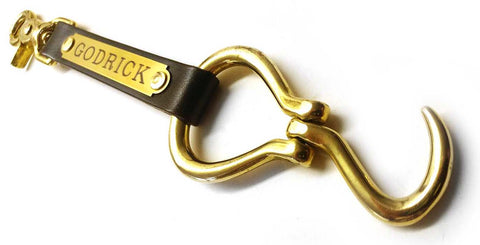 Heavy Duty Folding Hoof Pick on Leather with Solid Brass Name Plate and Trigger Snap Unique Equestrian Gift starting at