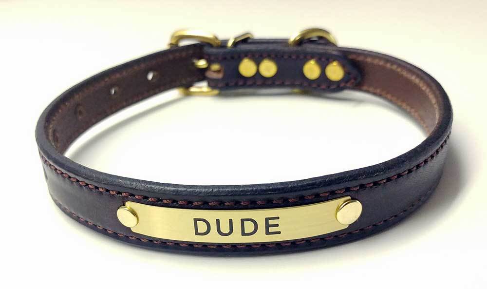Customize Your Canine Companion Leather Dog Collar with Name Plate