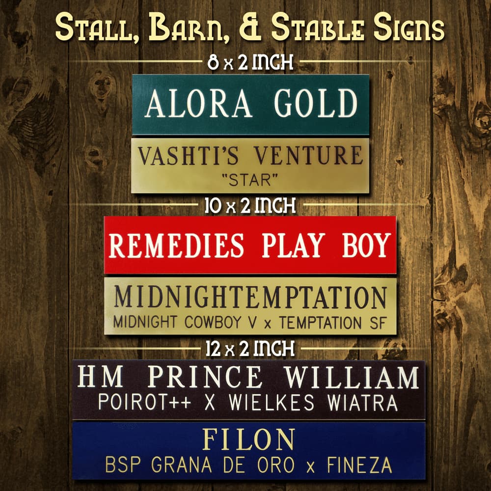 thumbnail image 2 of Custom Horse Stall Sign - 10x2 Durable Plastic Laminate - Engraved Barn Stable Sign 2 of 6