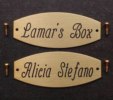 squared oval tack trunk plate brass or nickel silver