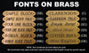engraving fonts on brass