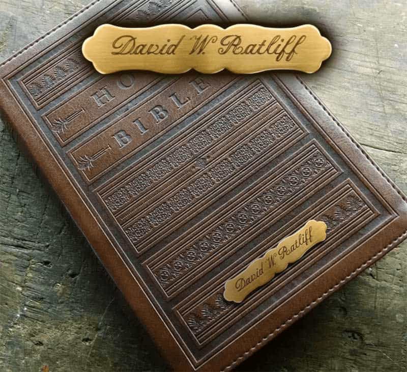 Custom Engraved Bible Name Plates: Ornate & Elegant Brass or Silver