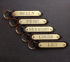 engraved leather key fob with brass name plate