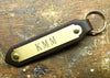engraved leather key fob with brass name plate
