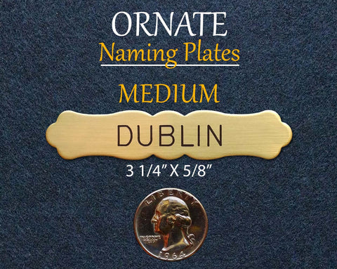 Brass engraved ornate Bible, saddle or halter plate