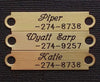 Bridle Brow or XXX Small Saddle Name Plate - Solid Brass or Nickel Silver - 1 3/4" x 3/8" starting at