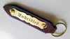 Engraved Leather Key Fob with Small Brass Ornate Custom Plate