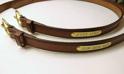 110cm Brass Plate Buckle Belt 1.3 in Nappa Leather Cognac