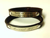 Engraved Leather Horse Bracelet with 2 1/2" x 3/8" Brass or Nickel Silver Plate 