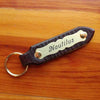 Leather Key Fob with Custom Engraved 2 1/2" x 1/2 Ornate Brass or Nickel Silver Name Plate starting at