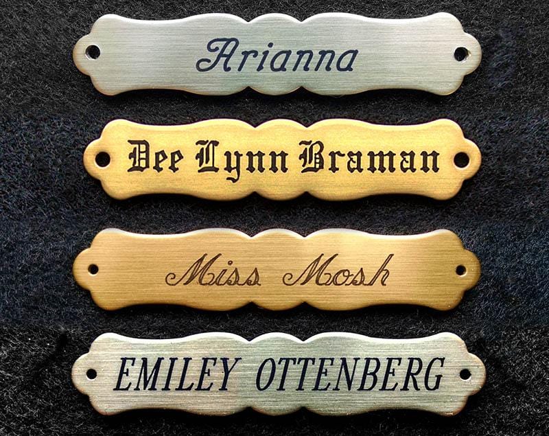 metal gear solid 5 nameplate Small 3” Engraved Brass Plates: Add a Personal Touch to Your Gear